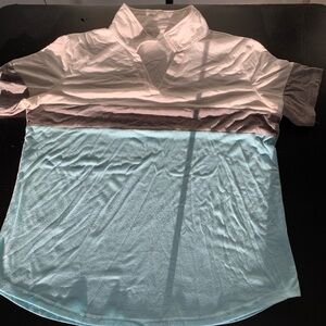 Women’s Color-Block Collared Short-Sleeve Top – Size XL